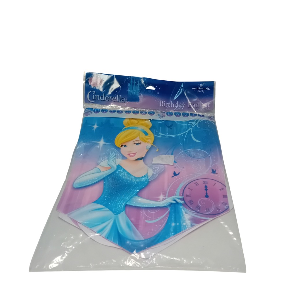 New NOS Y2K Hallmark Disney Cinderella Birthday Banner Kids Princess Party Decor